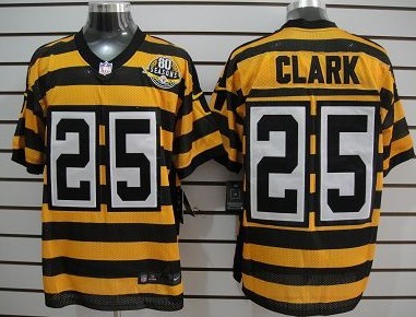 Nike Elite Jersey Pittsburgh Steelers 25 Ryan Clark Yellow With Black Throwback 80TH